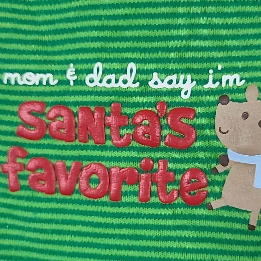 Carter's Santa's Favorite Baby Onesie Christmas Holiday Long Sleeve Stripe 6M